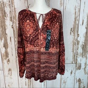 NWT Lucky Brand Boho Peasant Top Size XL